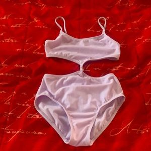Girls cut out one piece light purple size 10/12 bathing suit